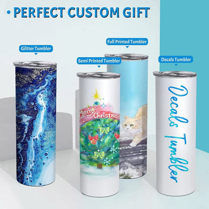 HTVRONT 8 Pack Sublimation Tumblers - Sublimation Blanks Tumbler 20 OZ Skinny - Stainless Steel Sublimation Tumblers with Box, Paper and Straw