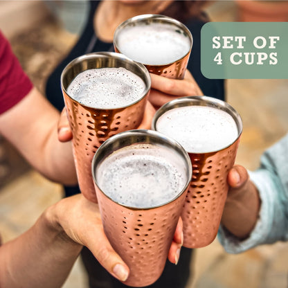 Inspired Living Stainless Steel Tumblers, Double-Wall Insulated Tumblers, Copper Finish, 20 oz, 4-Pack