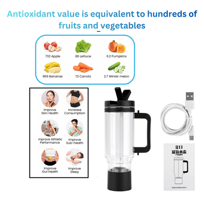 H2FLOW Hydrogen Water Tumbler | 3000 PPB Molecular H2 | Titanium/Platinum Electrodes | Leakproof Large Hydrogen Bottle 1000 mL