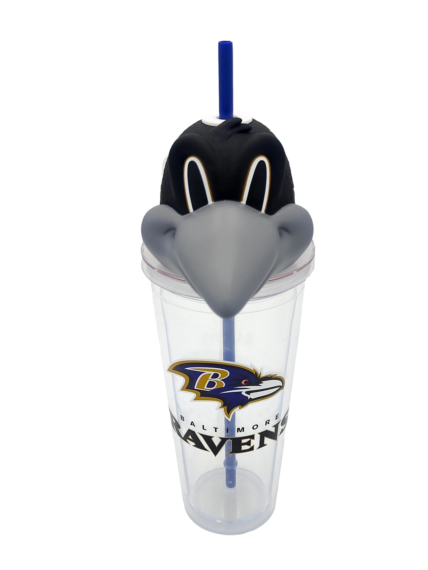 NFL Baltimore Ravens Acrylic Tumbler with Team Color Straw and Team Mascot Lid Enclosure