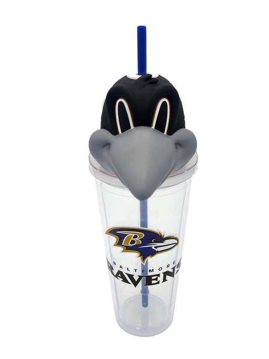 NFL Baltimore Ravens Acrylic Tumbler with Team Color Straw and Team Mascot Lid Enclosure