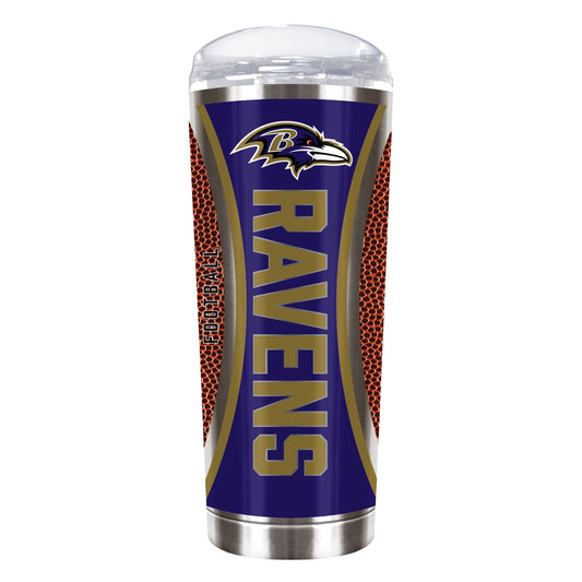 Baltimore Ravens 18 ounce vacuum insulated stainless steel team tumbler with Gameball graphic wrap