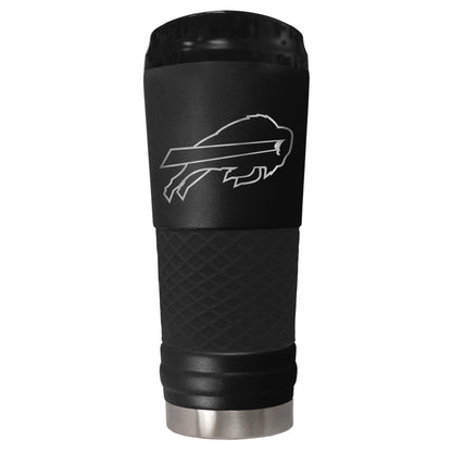 Buffalo Bills 24 ounce vacuum insulated stainless steel tumbler in black powder coat and laser etched team logo