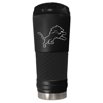 Detroit Lions 24 ounce vacuum insulated stainless steel tumbler in black powder coat and laser etched team logo