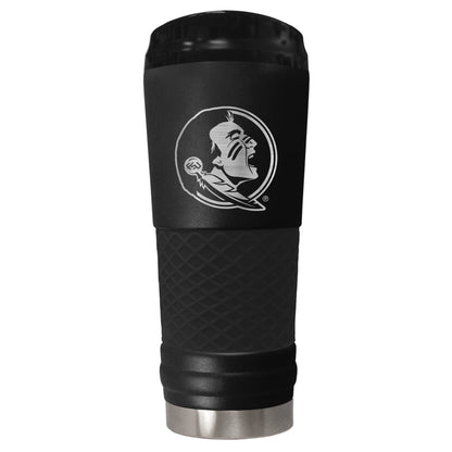 Florida State 24 ounce vacuum insulated stainless steel tumbler in black powder coat and laser etched team logo