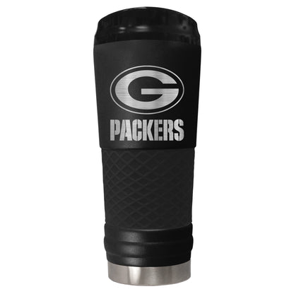 Green Bay Packers 24 ounce vacuum insulated stainless steel tumbler in black powder coat and laser etched team logo