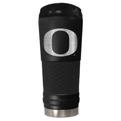Oregon Ducks 24 ounce vacuum insulated stainless steel tumbler in black powder coat and laser etched team logo