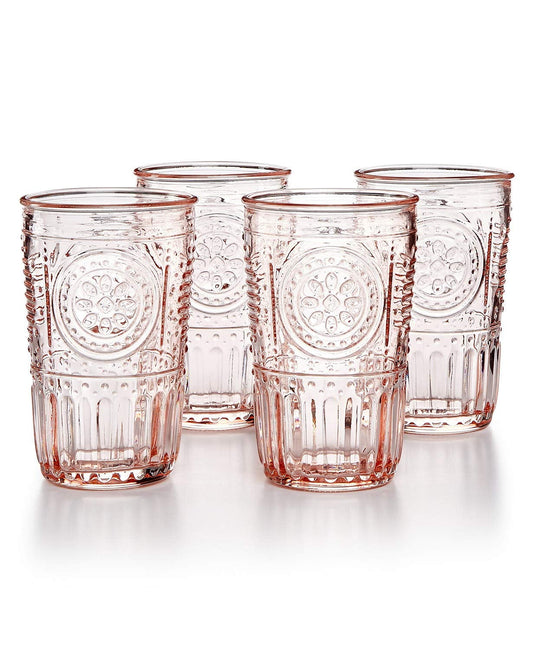 Bormioli Rocco 387595GRS021523 Romantic Tumbler, Set of 4, 10.25 oz, Cotton Candy