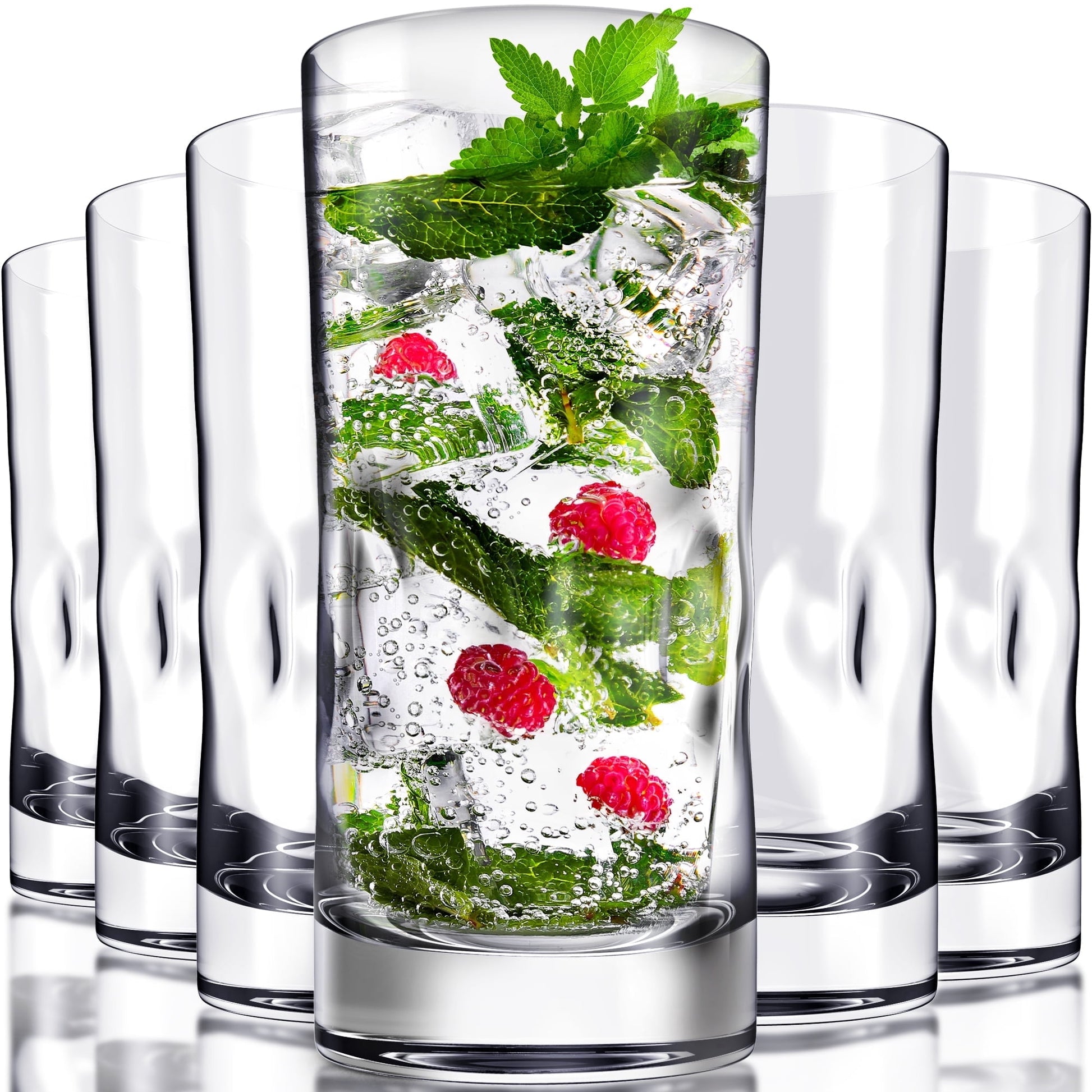 Bravario Plastic Drinking Glasses Set of 6, 17 oz Unbreakable Bpa-Free Tritan Tumblers