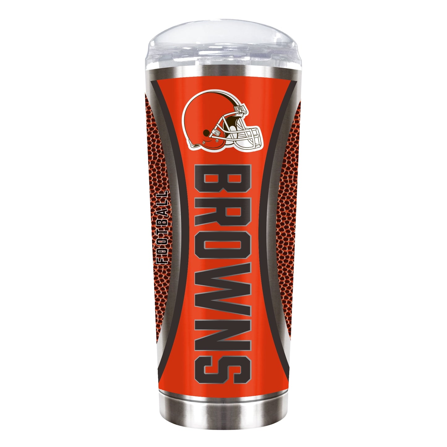 Cleveland Browns 18 ounce vacuum insulated stainless steel team tumbler with Gameball graphic wrap