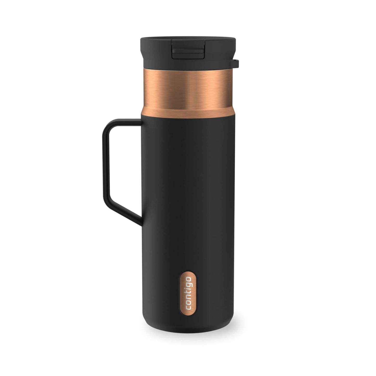 Contigo 20 oz Stainless Steel Travel Mug Tumbler – Leak-Proof Insulated Coffee Mug, Keeps Drinks Hot, Side Handle, Black/Bronze