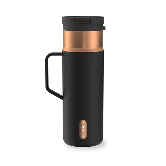 Contigo 20 oz Stainless Steel Travel Mug Tumbler – Leak-Proof Insulated Coffee Mug, Keeps Drinks Hot, Side Handle, Black/Bronze
