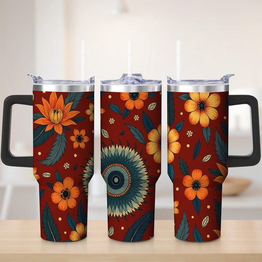 Floral Sunflower Stainless Steel Tumbler, 30oz