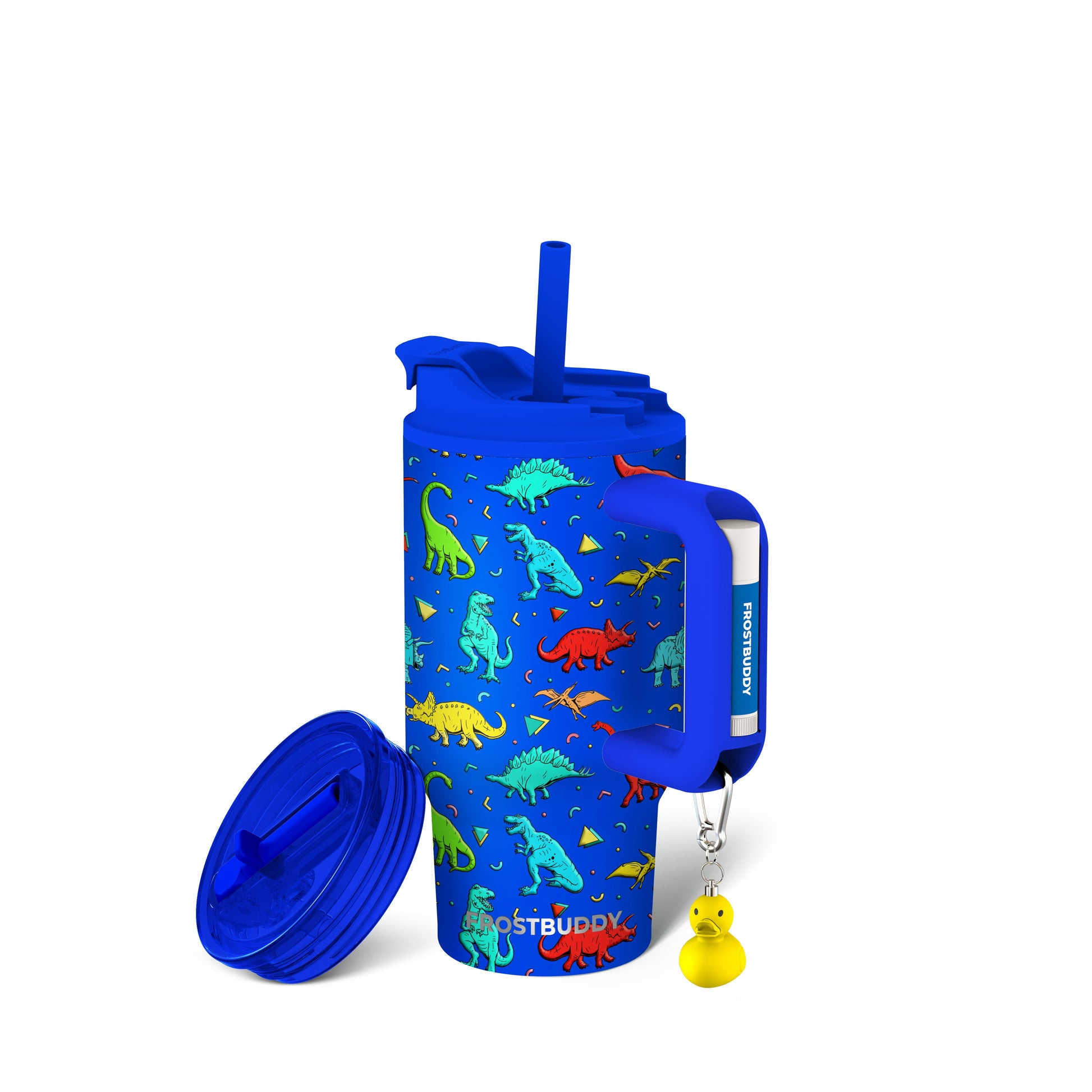 Frost Buddy Thicc Buddy - 16 oz Stainless Steel Vacuum Insulated Tumbler with Lid and Straw for Water - Travel Mug Cupholder Friendly - Gifts for Women Men Him Her (Dinosaur)