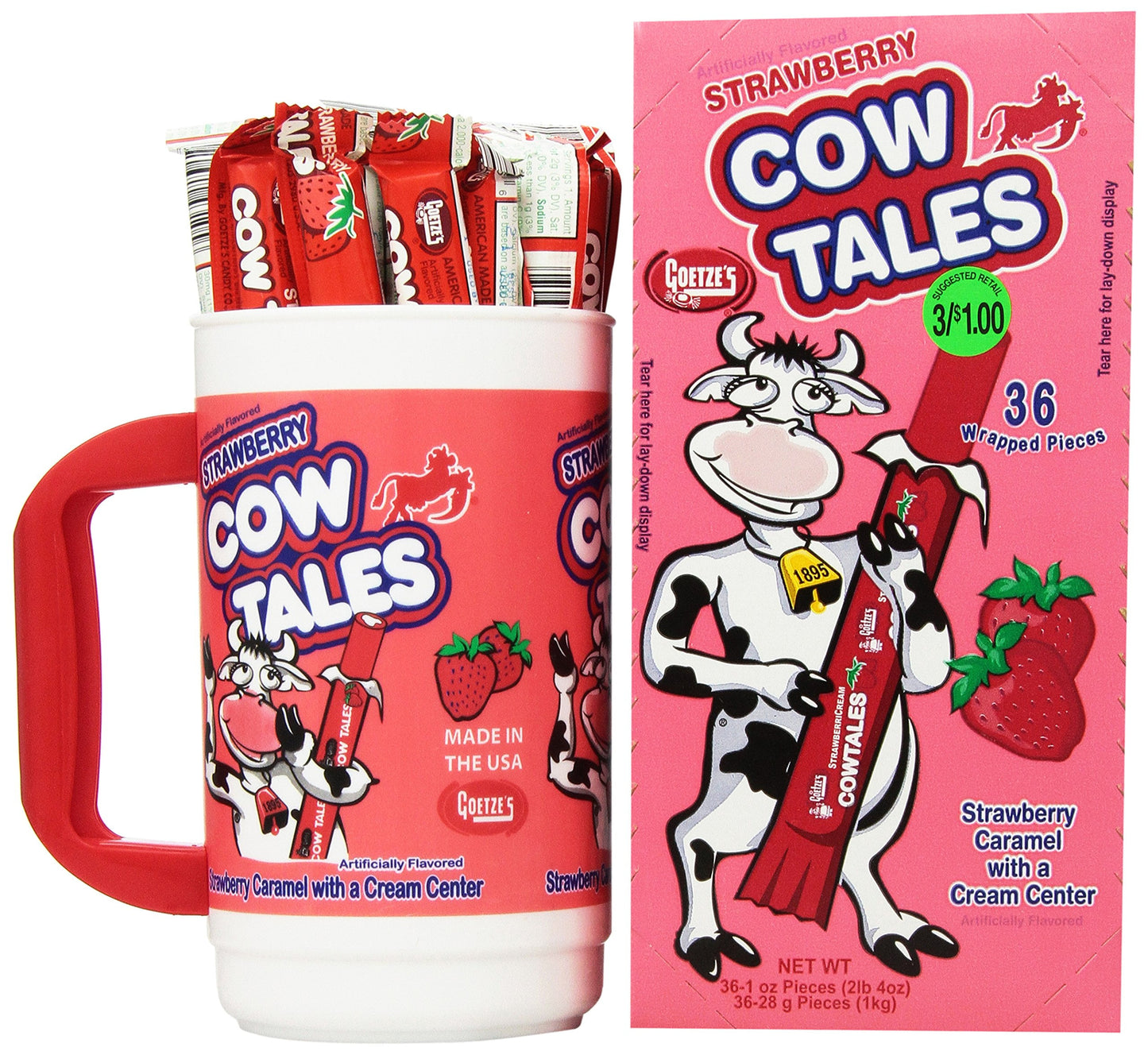 Goetze's Cow Tales Candy Tumbler, Strawberry Smoothie, 100 Count