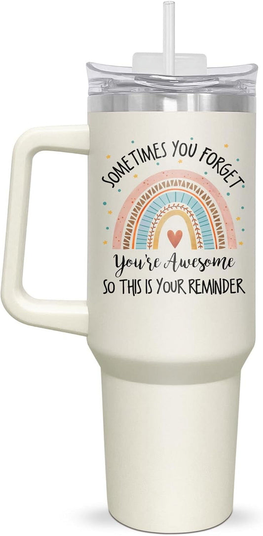Inspirational Gifts for Women - Insulated 40 oz Tumbler with Straw and Handle - Galentine Birthday Retirement Thank You Encouragement Gifts for Women Friends Coworkers