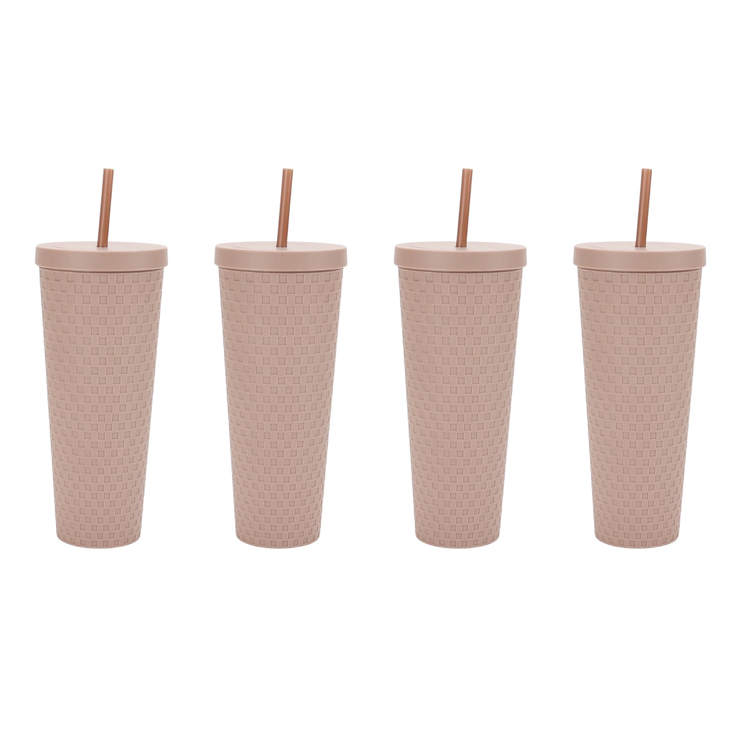 Just Feed Me by Jessie James Decker 4-Piece 26-Ounce Acrylic Textured Tumbler Set, Matte Mauve