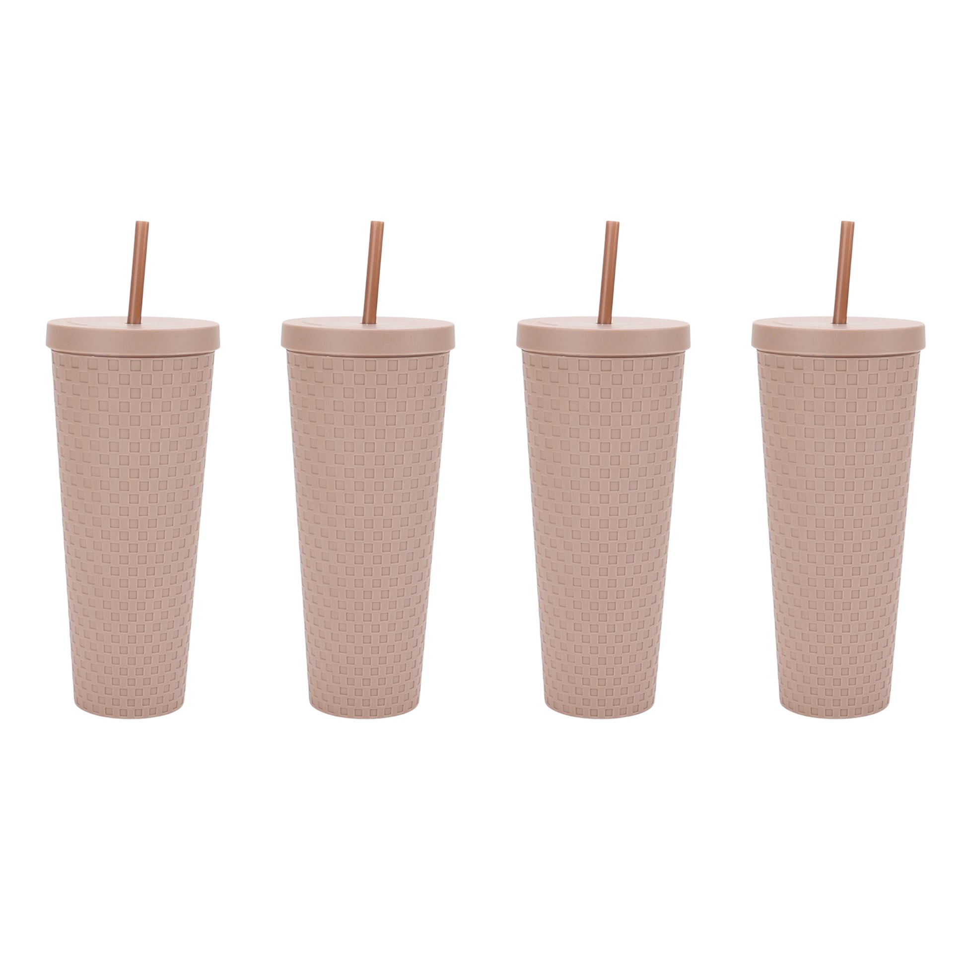 Just Feed Me by Jessie James Decker 4-Piece 26-Ounce Acrylic Textured Tumbler Set, Matte Mauve
