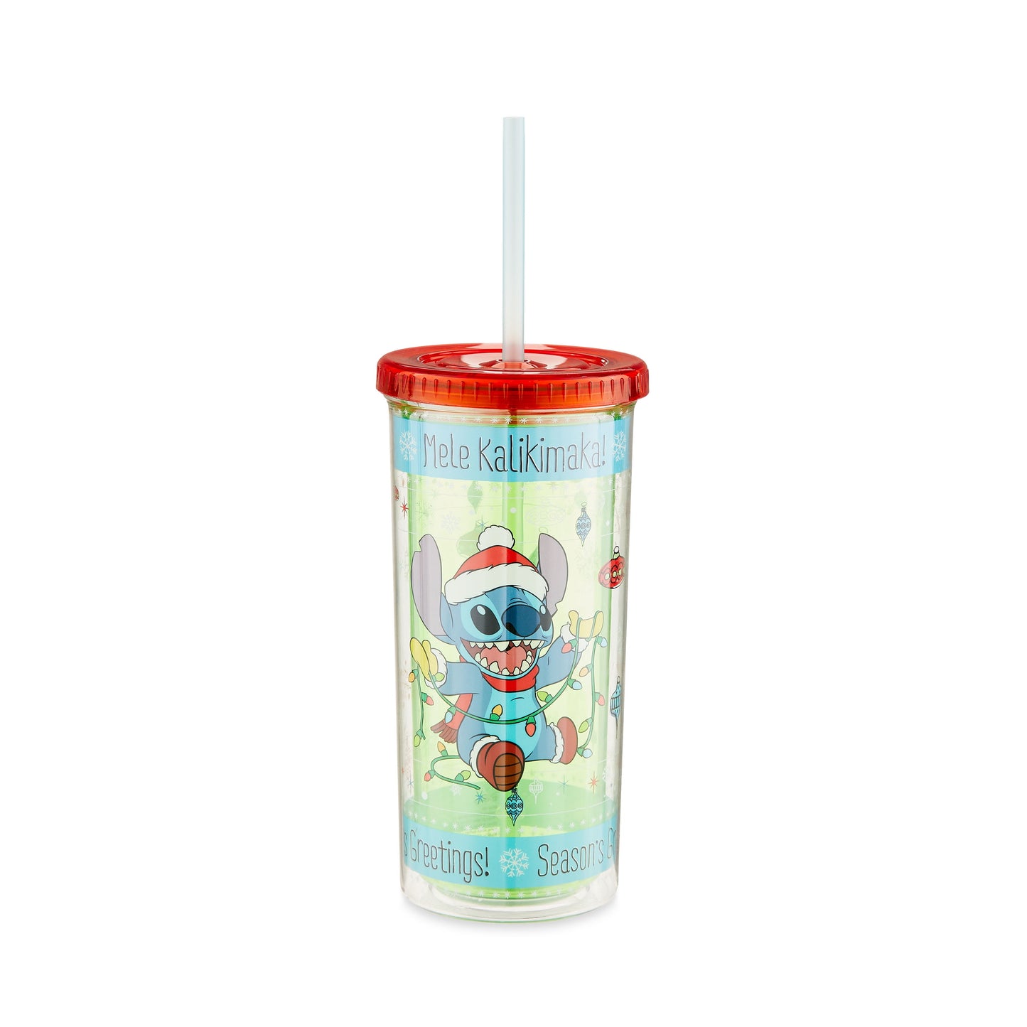 Lilo and Stitch Holiday Sweater Pattern Plastic Tall Cold Cup, 20 oz, 1 pack