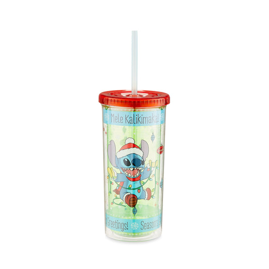 Lilo and Stitch Holiday Sweater Pattern Plastic Tall Cold Cup, 20 oz, 1 pack