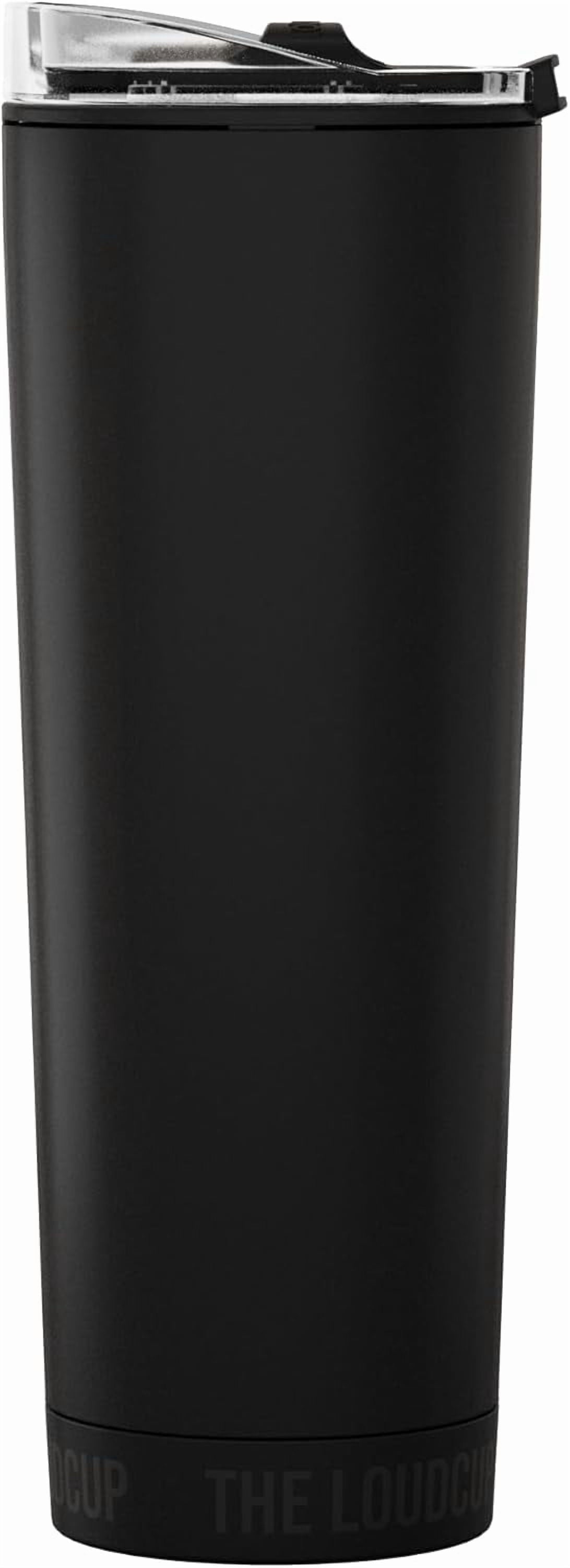 Loud Cup 23 oz Tumbler + Stadium Horn with Slide-Close Lid (Jet Black) - Double-WallCup Reusable Water Bottle Coffee Travel Mug - Worlds Loudest Cup for Game Day