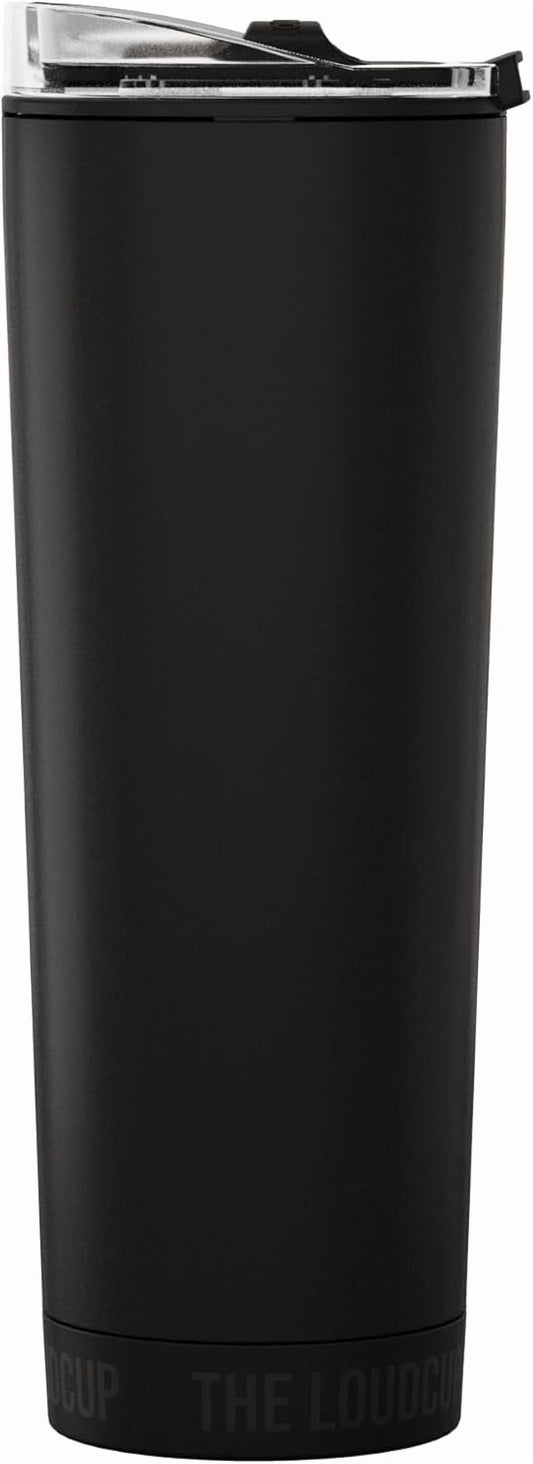 Loud Cup 23 oz Tumbler + Stadium Horn with Slide-Close Lid (Jet Black) - Double-WallCup Reusable Water Bottle Coffee Travel Mug - Worlds Loudest Cup for Game Day