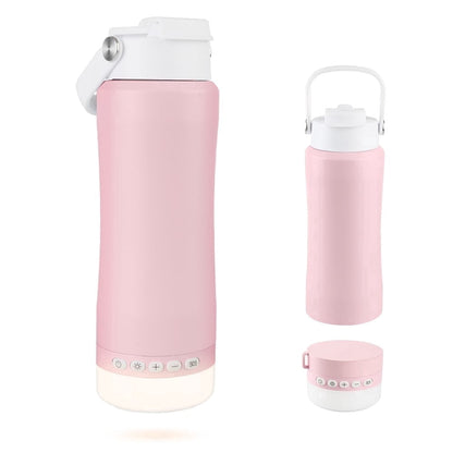 MYONAZ Insulated Water Bottle with Lantern, 18oz Stainless Steel Tumbler with Detachable Camping Light for Night Activities(Pink)
