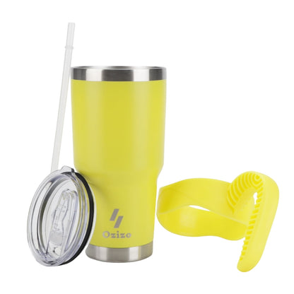 Ozizo 30oz Cup with Handle - 30 Ounce Tumbler with Handle - Tumbler with Straw 30 oz - Insulated Hot and Cold - Yellow Mustard Insulated Tumbler - Toddler Insulated Cup - Insulated Straw Cup