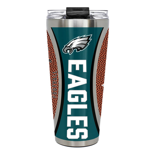 Philadelphia Eagles 32 ounce vacuum insulated stainless steel tumbler with Gameball graphic
