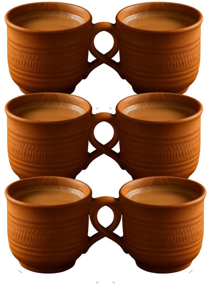 PrakRtyA: Clay Cups for Women & Men – Handcrafted Natural Terracotta Tumblers for Tea, Coffee & Water – Eco-Friendly Mitti Earthenware Mugs (60ml) (Pack of 6, Style 4)