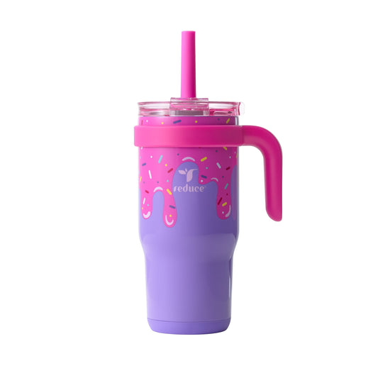 Reduce Coldee Kids Insulated Tumbler with Straw, 18oz Stainless Steel Spill-Proof Cup with Handle, Ice Cream