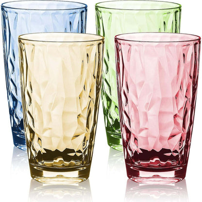 SOFTGAS 16 oz Plastic Tumblers Drinking Glasses, Clear Acrylic Drinking Cups Wine Glasses Beverage Cups Tumbler for Poolside Party, Outdoor&Indoor, Stackable, Easy to Clean, Large Capacity 4 Pcs