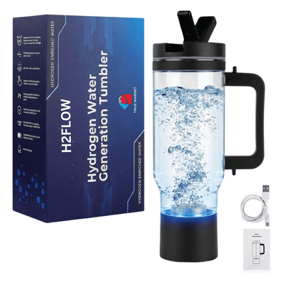 H2FLOW Hydrogen Water Tumbler | 3000 PPB Molecular H2 | Titanium/Platinum Electrodes | Leakproof Large Hydrogen Bottle 1000 mL
