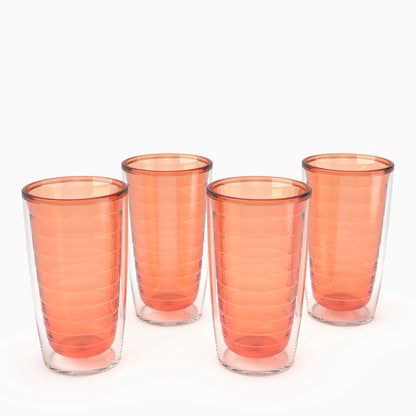 Tervis  Clear & Colorful Tabletop Made in USA Double Walled  Insulated Tumbler Travel Cup Keeps Drinks Cold & Hot, 16oz - 4pk, Citrus Sunrise