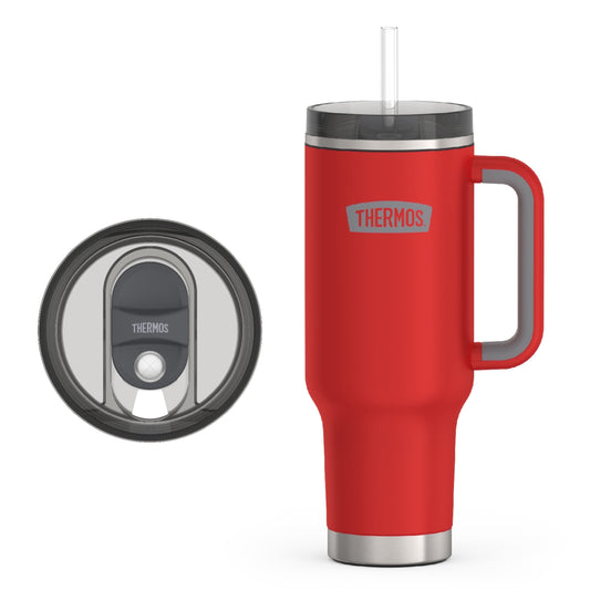 Thermos 40 oz Stainless Steel Cupholder Mug w/ Straw Crimson
