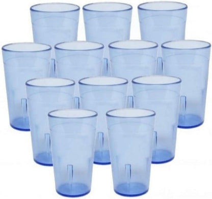 TrueCraftware-Set of 12 Tall Pebbled Tumbler/Drinking Cups 32-Ounce Blue Color- Reusable Premium Water Iced Tea Glasses Stackable Dishwasher Safe Break-Resistant for Home and Restaurants