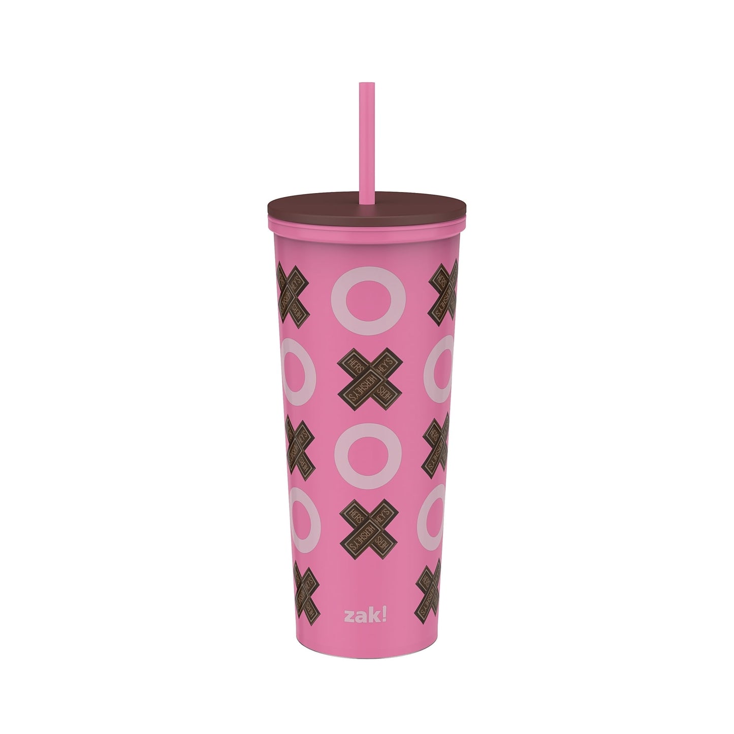 Valentine's Day 22 oz Plastic Hershey's Bar Insulated Tumbler with Straw, XO Design