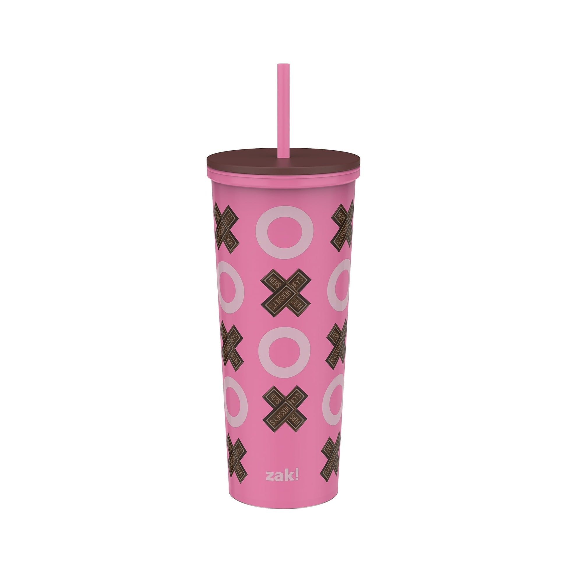 Valentine's Day 22 oz Plastic Hershey's Bar Insulated Tumbler with Straw, XO Design
