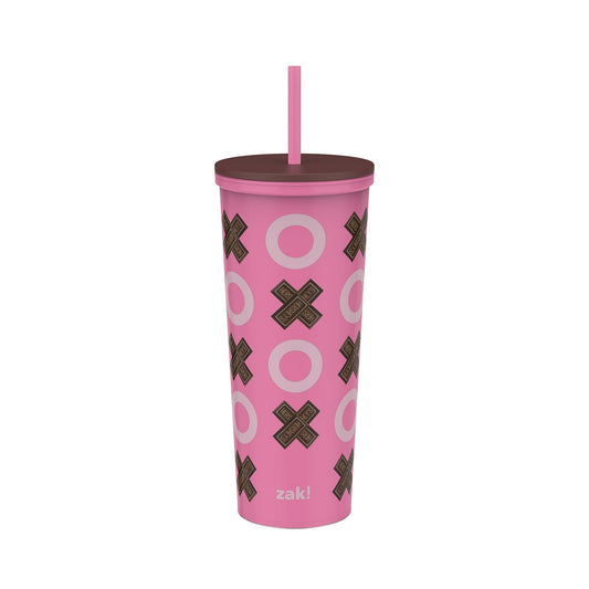 Valentine's Day 22 oz Plastic Hershey's Bar Insulated Tumbler with Straw, XO Design