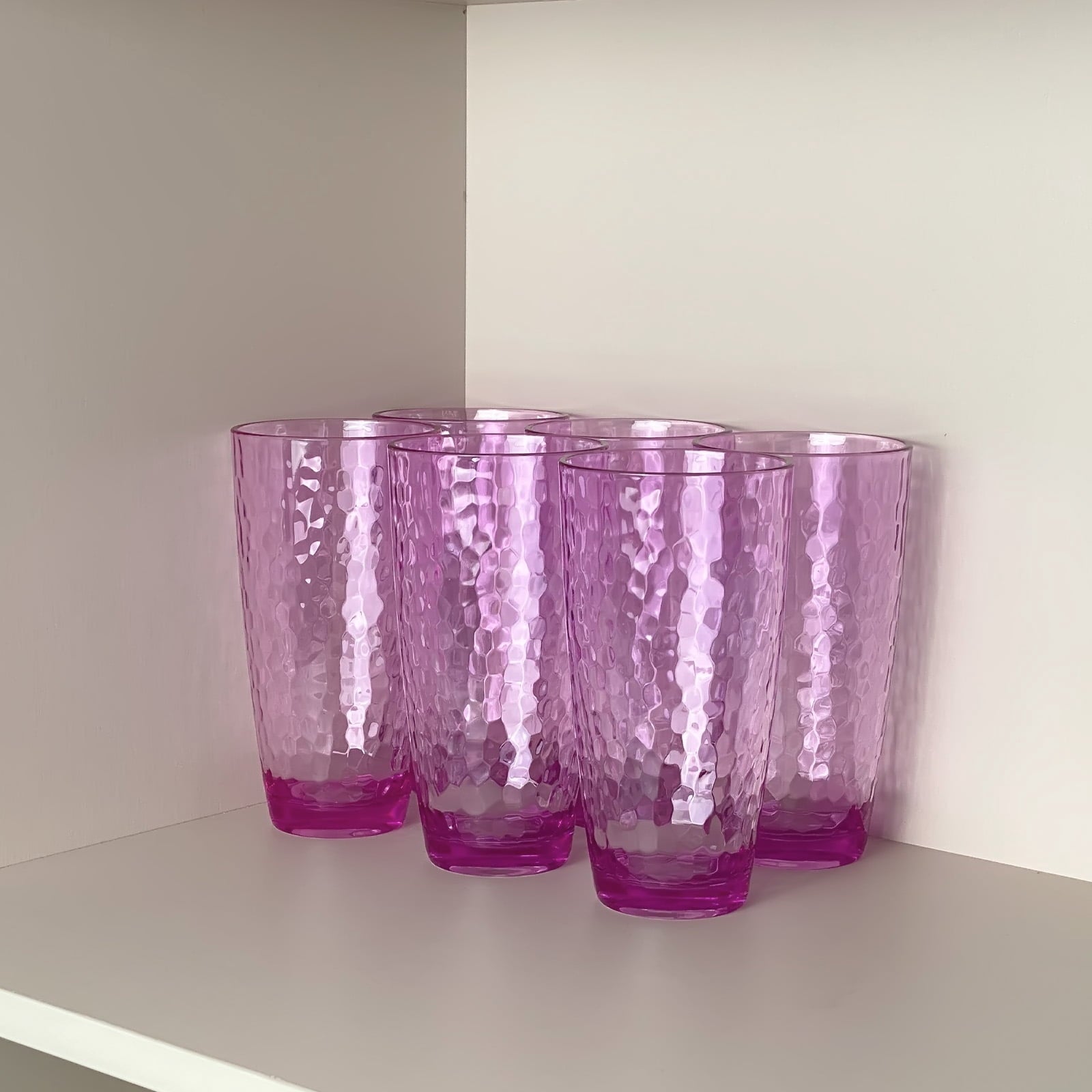 Set of 6 Hammered Style Drinking Cups 26-Ounce Large Acrylic Glasses Plastic Tumbler,BPA Free (Purple)