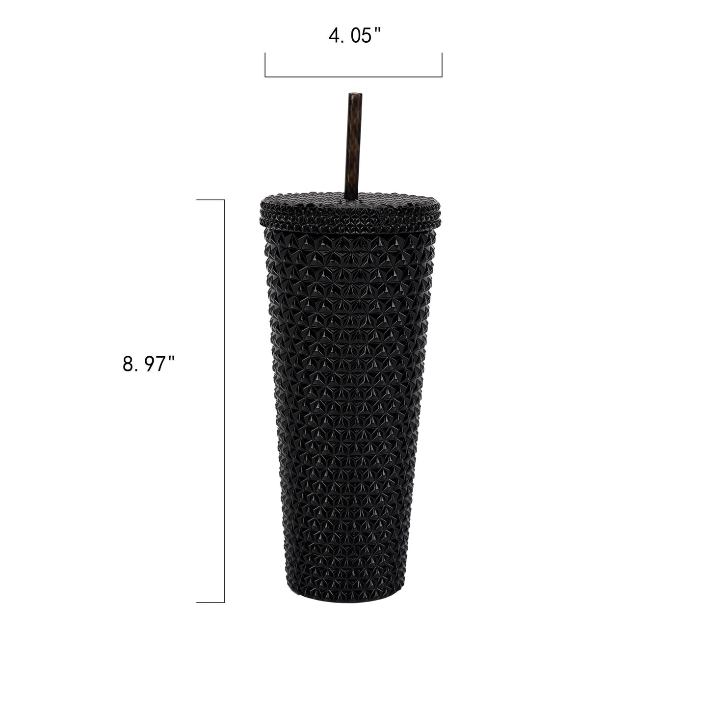 (4 pack) Mainstays 26-Ounce Capacity Plastic Double Wall Insulated Iridescent Textured Tumbler with Straw, Black