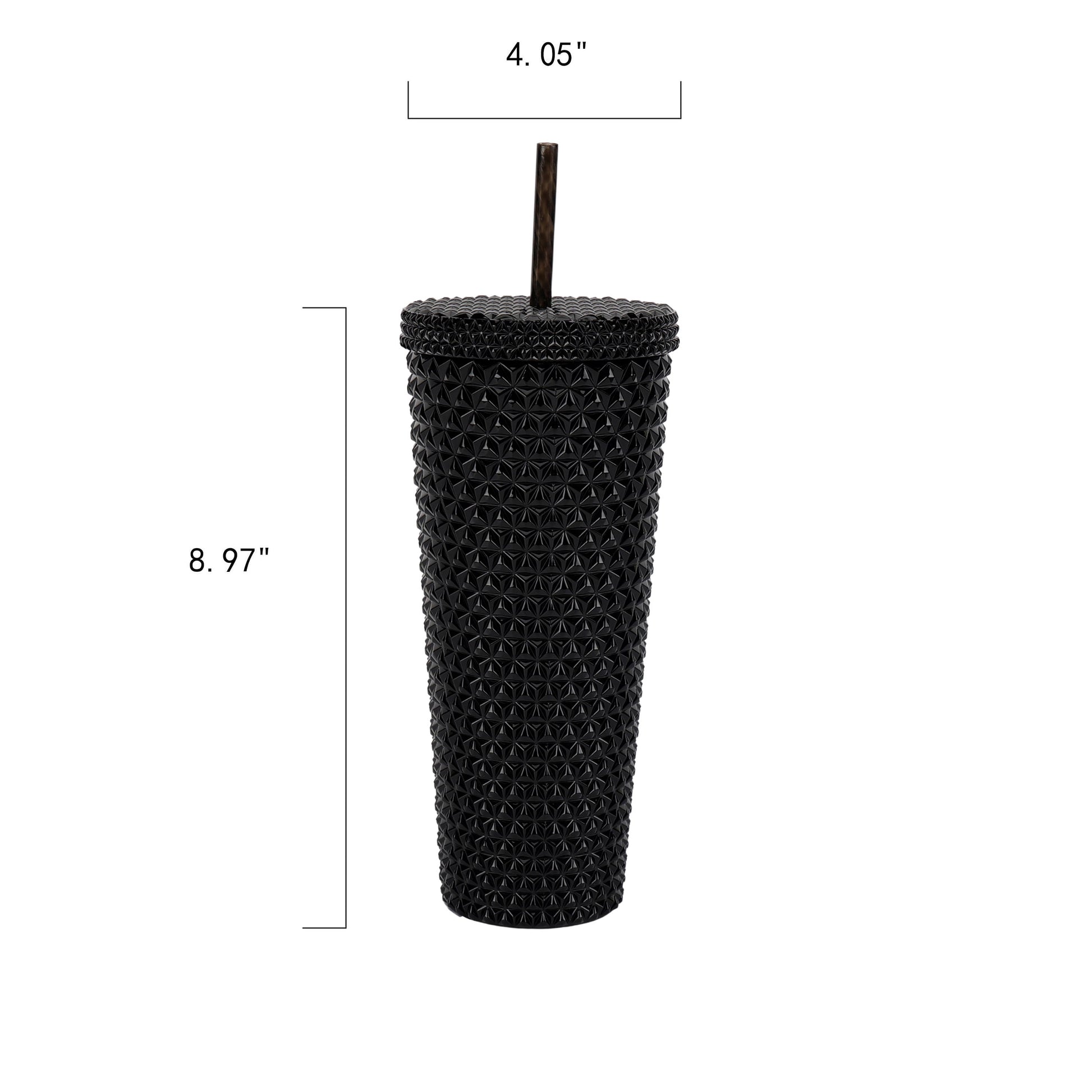 (4 pack) Mainstays 26-Ounce Capacity Plastic Double Wall Insulated Iridescent Textured Tumbler with Straw, Black