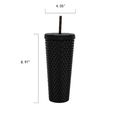 (4 pack) Mainstays 26-Ounce Capacity Plastic Double Wall Insulated Iridescent Textured Tumbler with Straw, Black