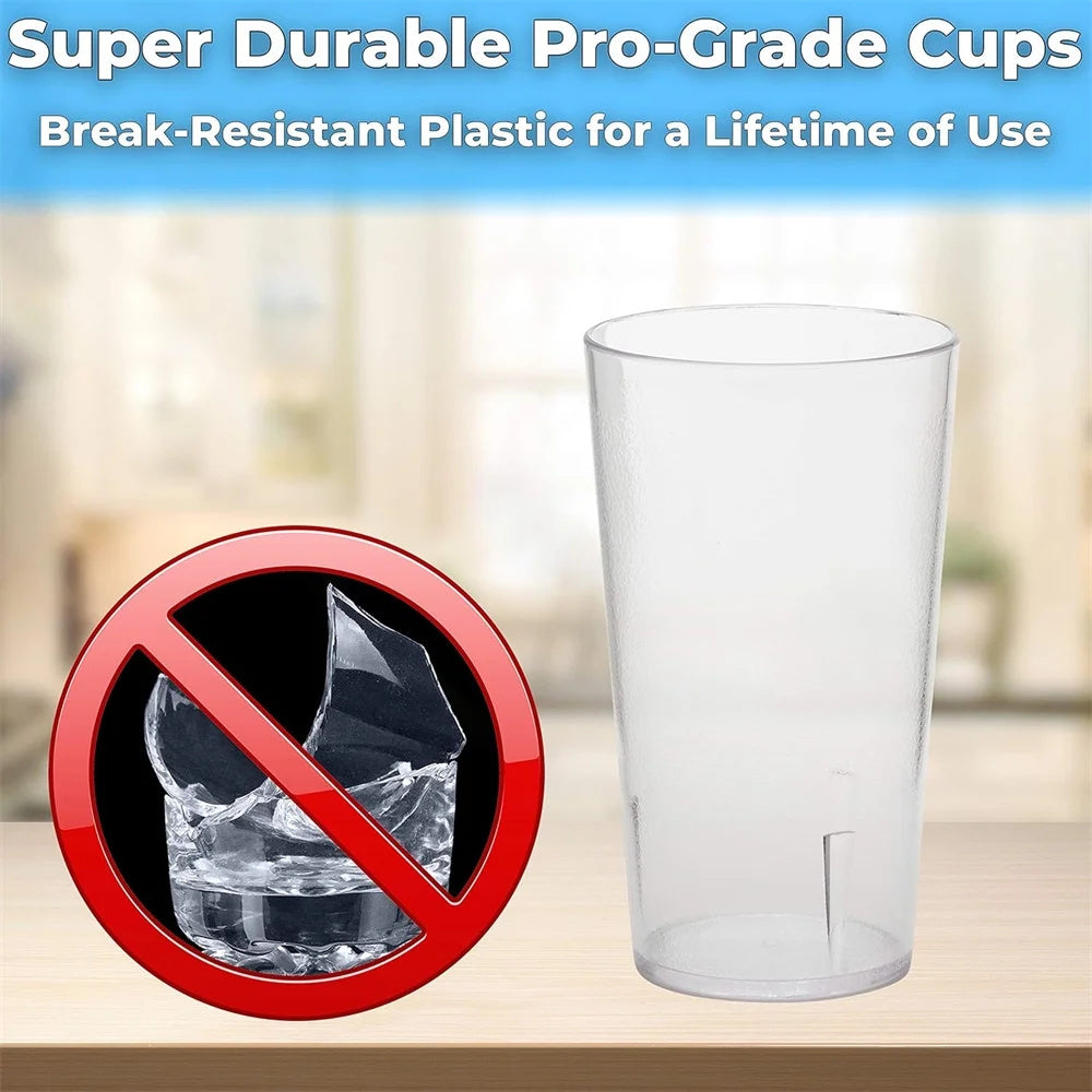 Plastic Unbreakable Tumblers Cups 12oz, Set of 8 Plastic Drinking Glasses, NOGIS Restaurant-Style Tumblers, Commercial-Grade Cups, Stackable, BPA-Free, Shatter-Proof, Dishwasher-Safe, Clear