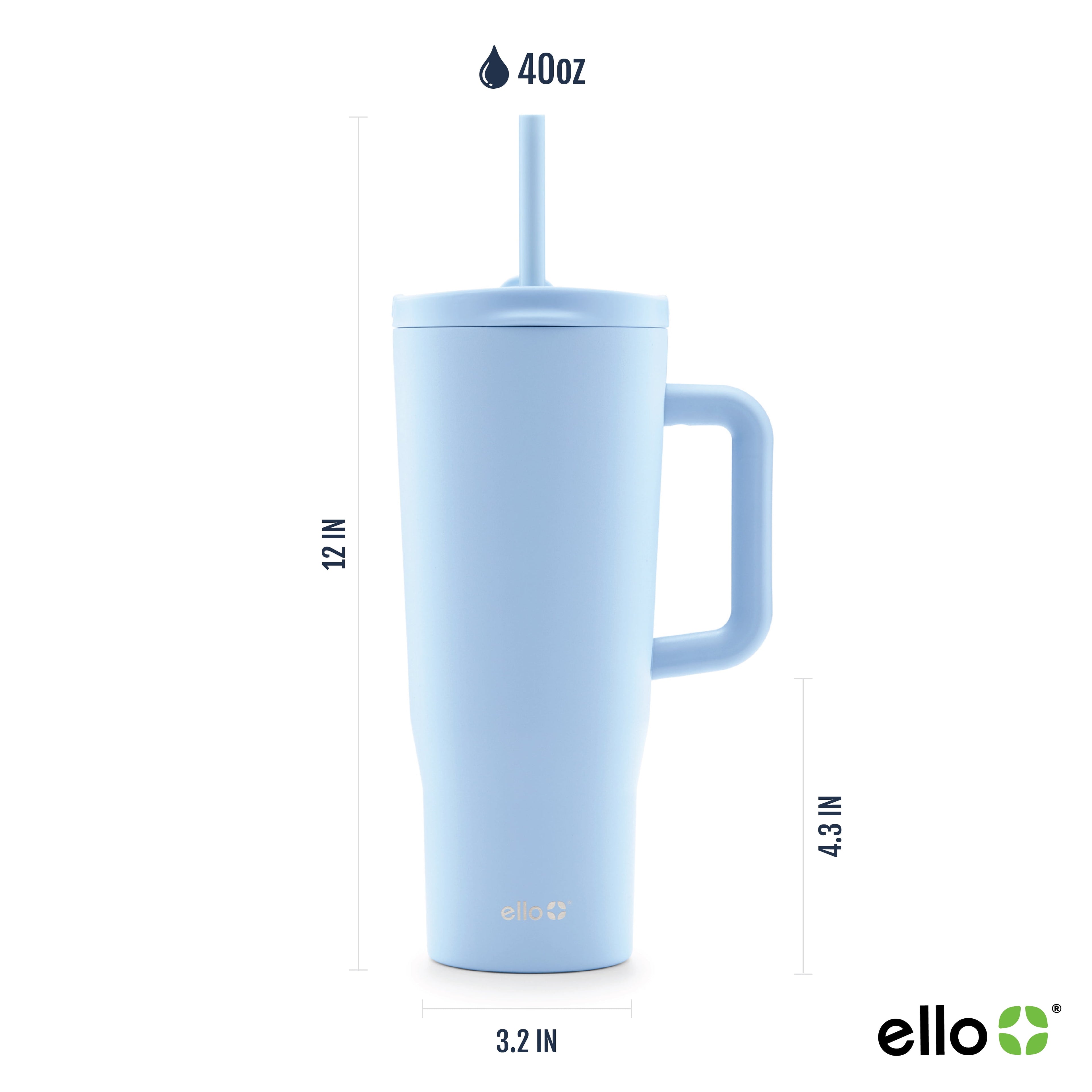 (2 pack) Ello Ultra Clean 40 oz Stainless Steel Tumbler with Handle, Blue