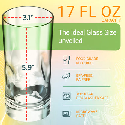 Bravario Plastic Drinking Glasses Set of 6, 17 oz Unbreakable Bpa-Free Tritan Tumblers