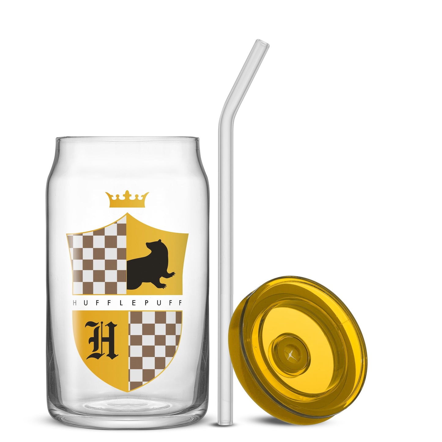 Harry Potter House Crests Tumbler Glasses with Lids, 16-Ounce, Set of 4