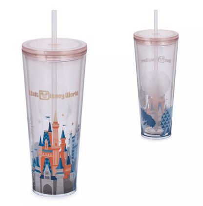 Disney Walt Disney World Cinderella Castle Starbucks Tumbler with Straw New
