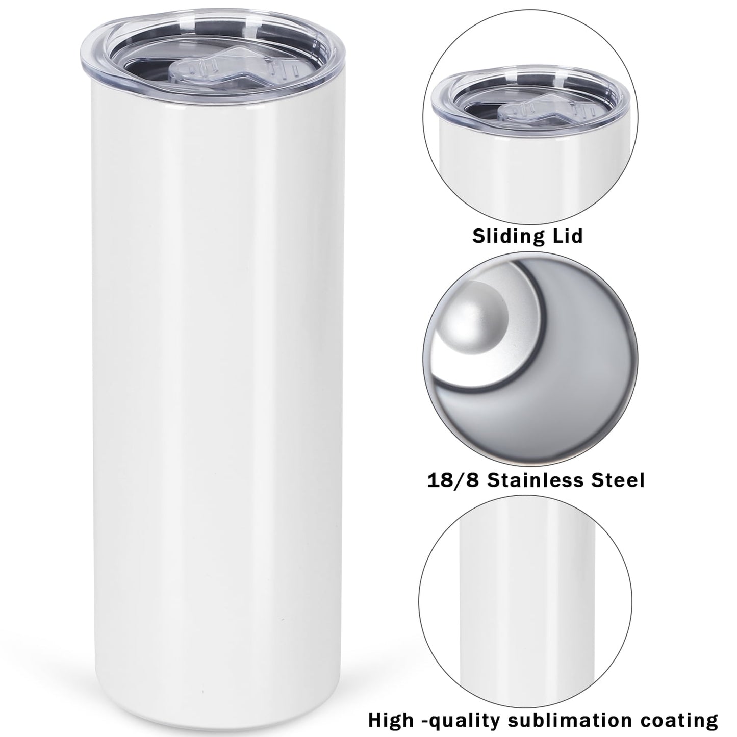 24 Pack, 20 oz Skinny sublimation Tumblers,  Insulated, Stainless Steel, Individually Boxed