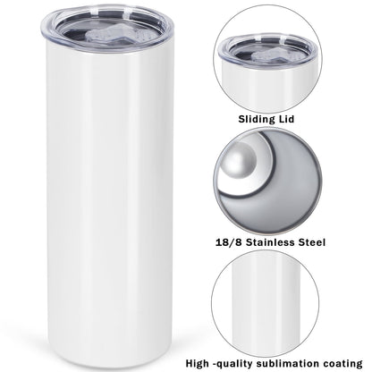 24 Pack, 20 oz Skinny sublimation Tumblers,  Insulated, Stainless Steel, Individually Boxed